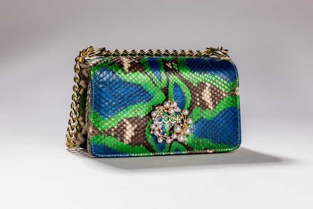 PEACOCK SNAKESKIN HANDBAG