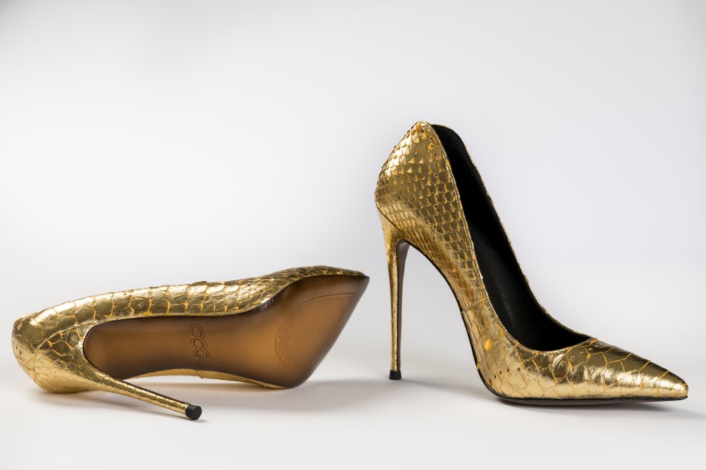 Gold Snakeskin Heels - 12cm