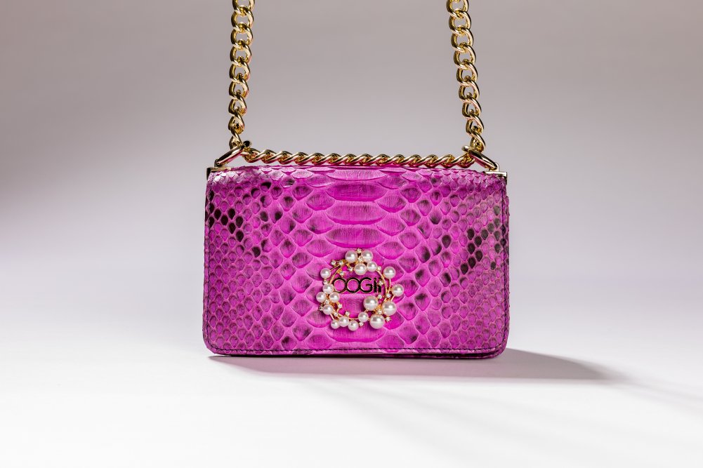 PURPLE SNAKESKIN HANDBAG