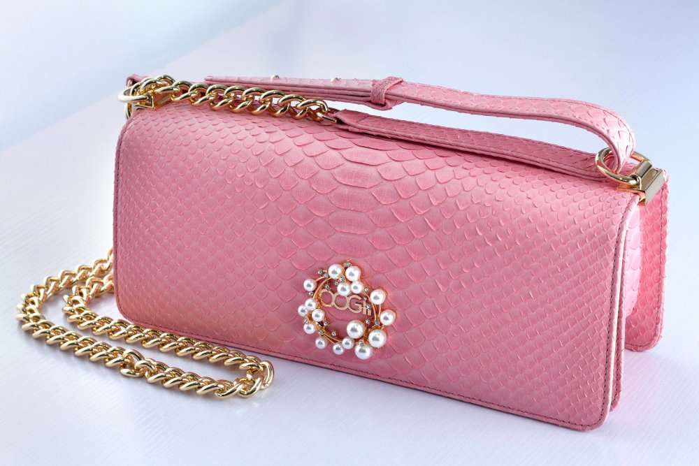 PINK SNAKESKIN BAG