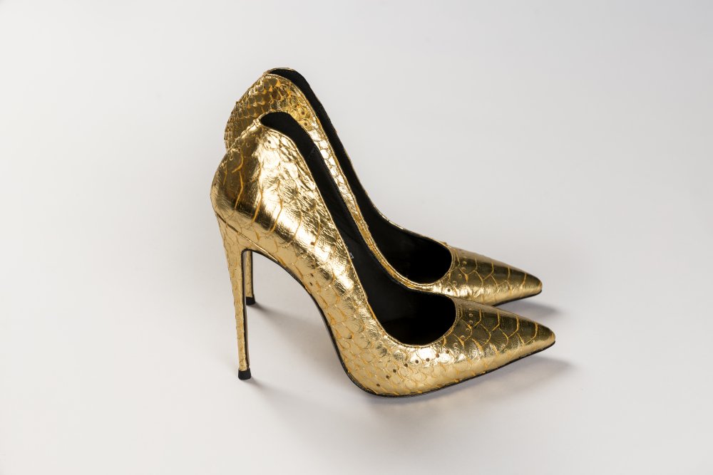 Gold Snakeskin Heels - 12cm