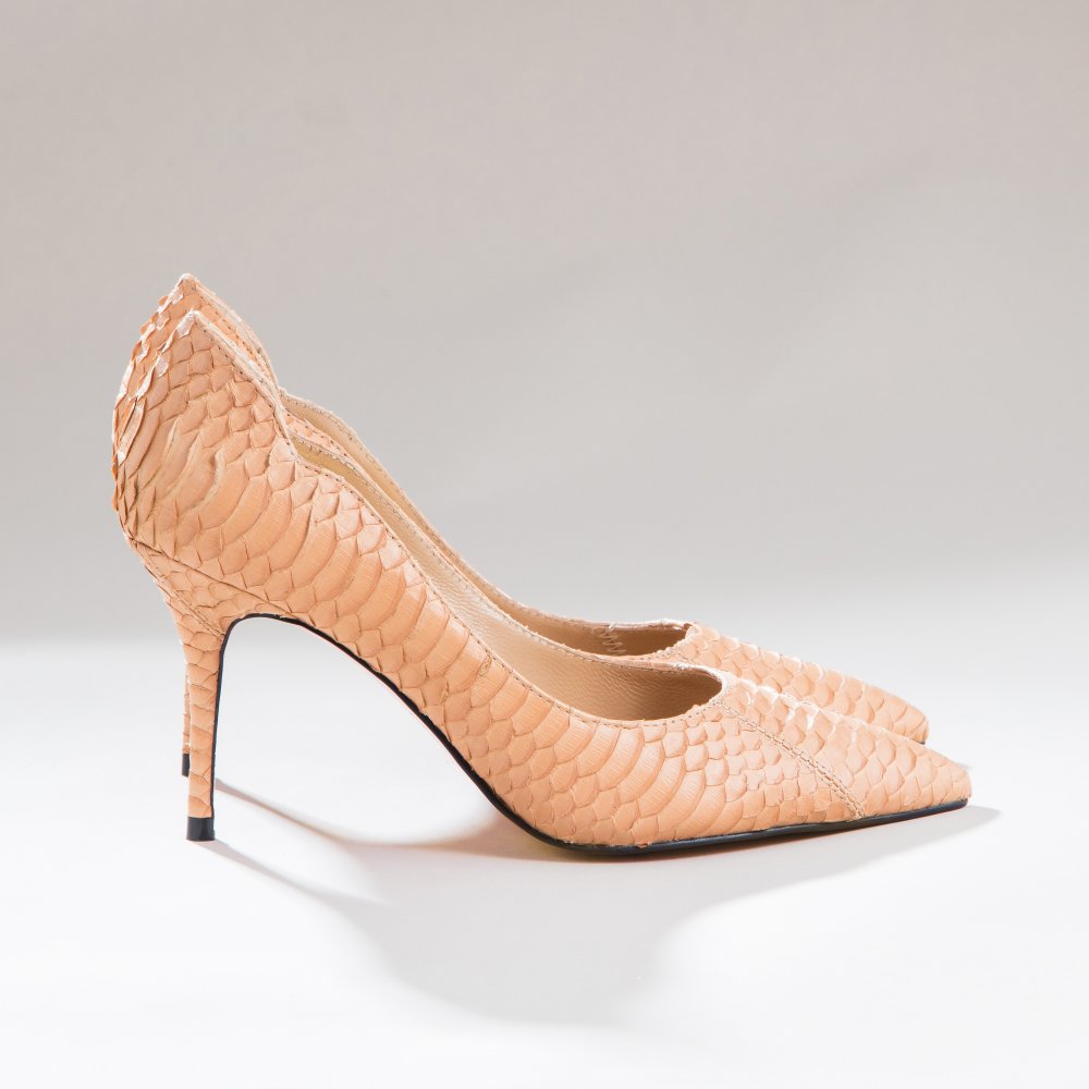 OOGII BEIGE SNAKESKIN HEELS