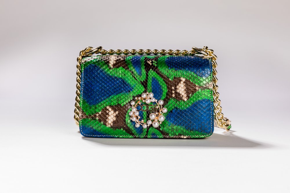 PEACOCK SNAKESKIN HANDBAG