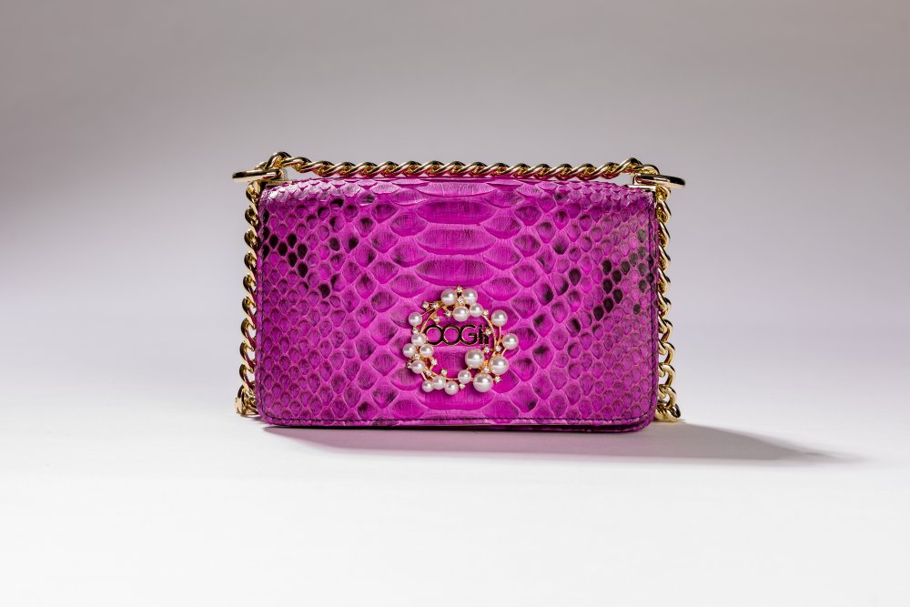 PURPLE SNAKESKIN HANDBAG