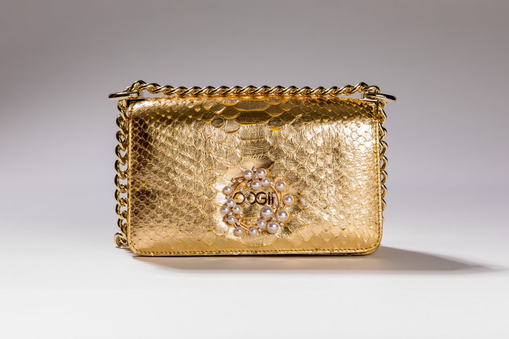 GOLD SNAKESKIN HANDBAG