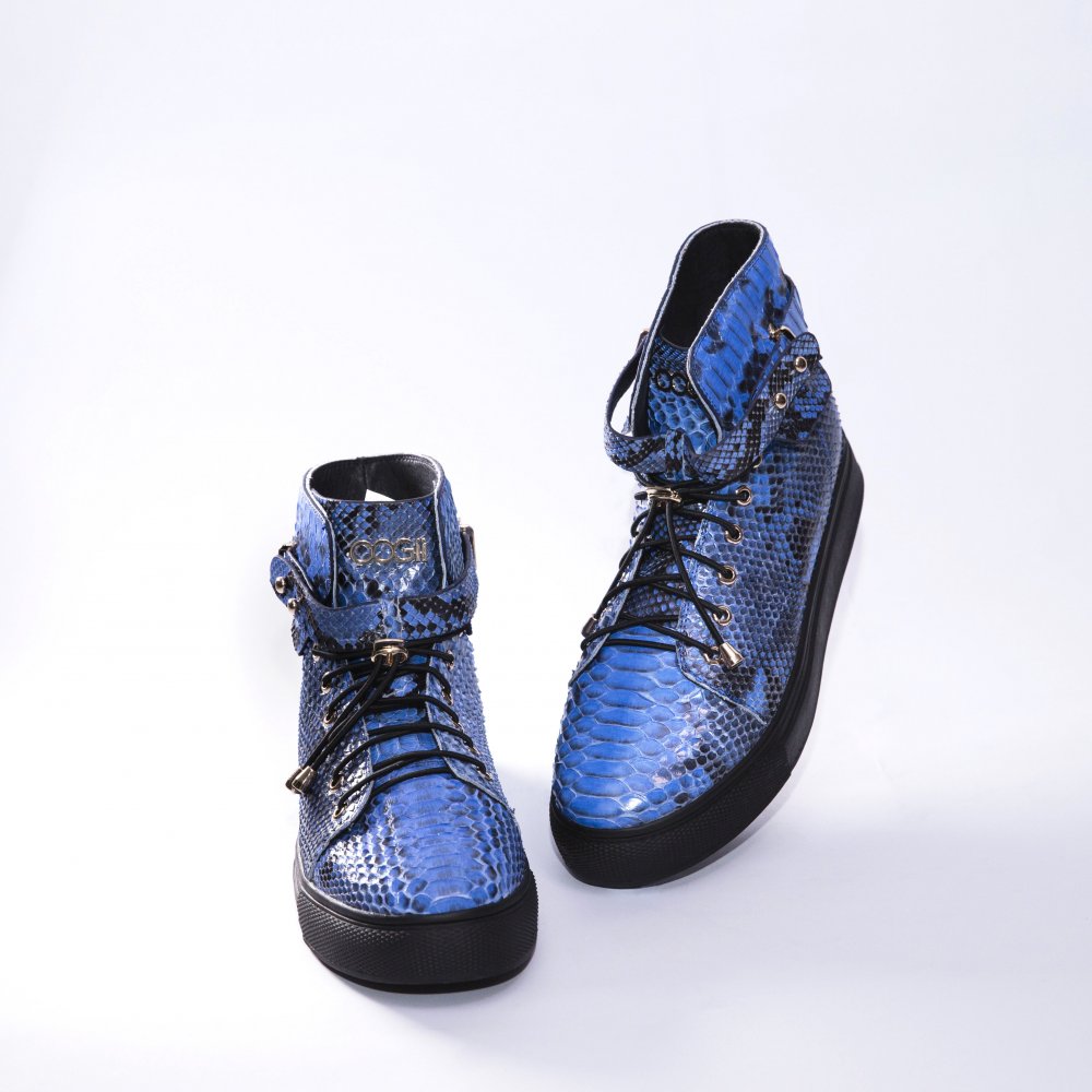 BLUE SNAKESKIN SNEAKERS