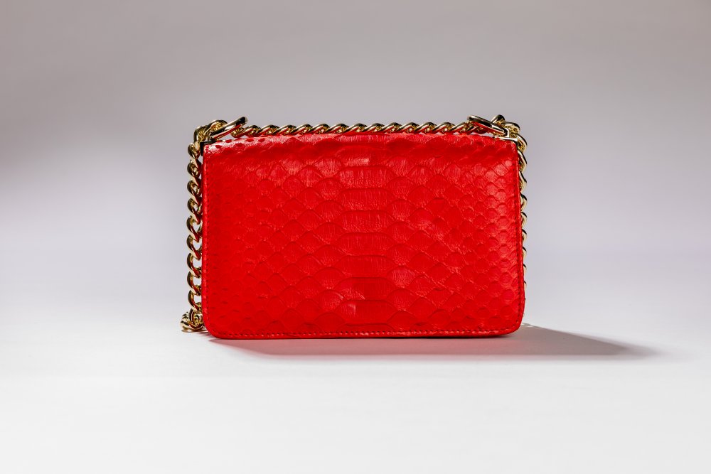 RED SNAKESKIN BAG