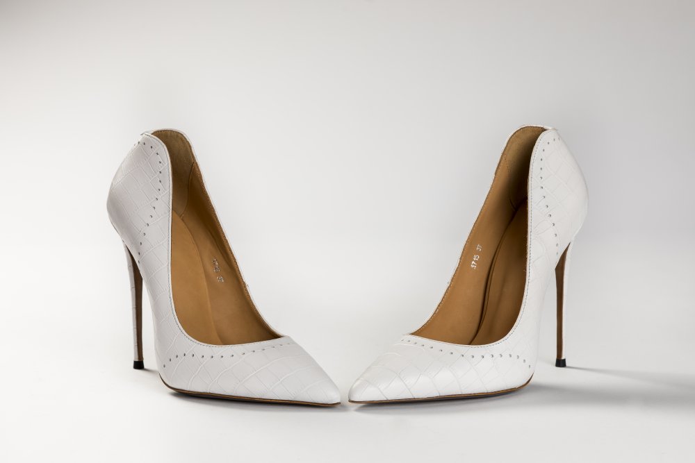 White Calfskin Heels - 12cm
