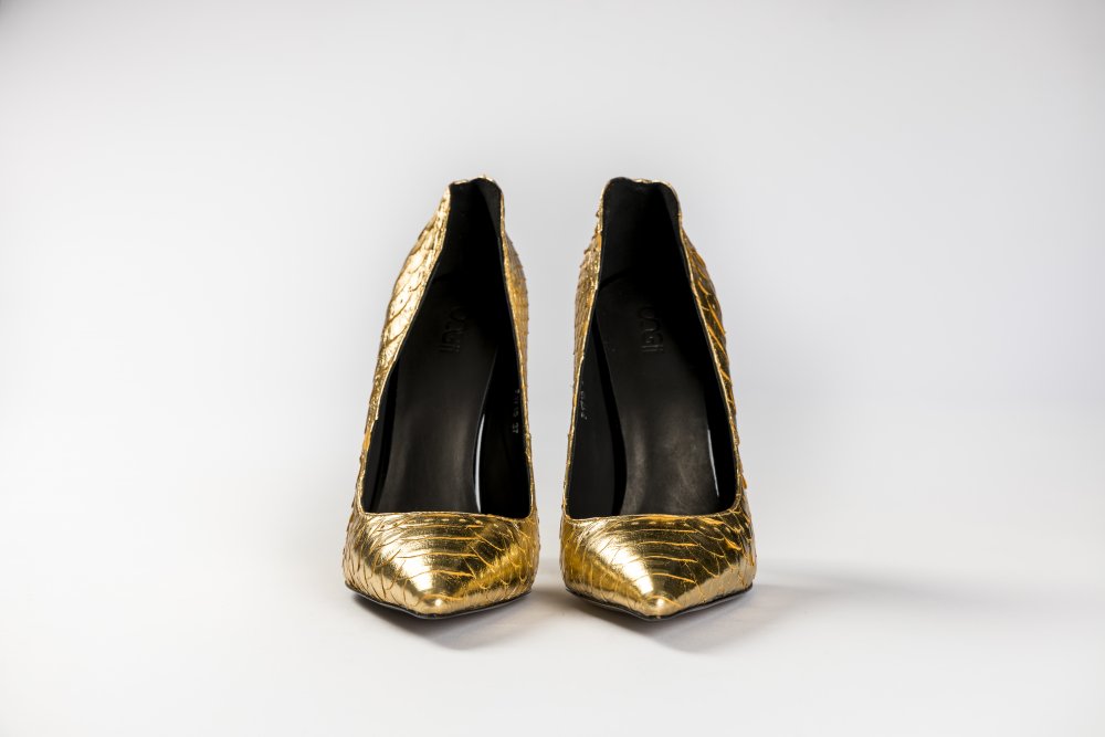 Gold Snakeskin Heels - 12cm