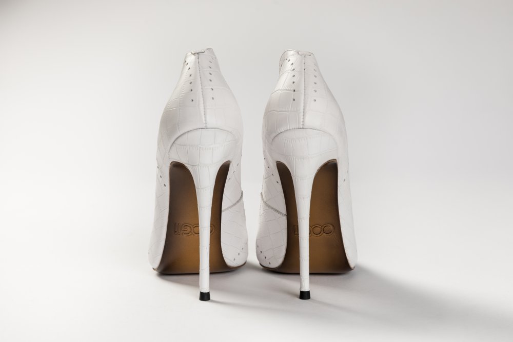 White Calfskin Heels - 12cm