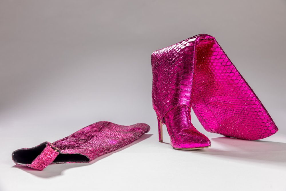 PINK SNAKESKIN BOOTS