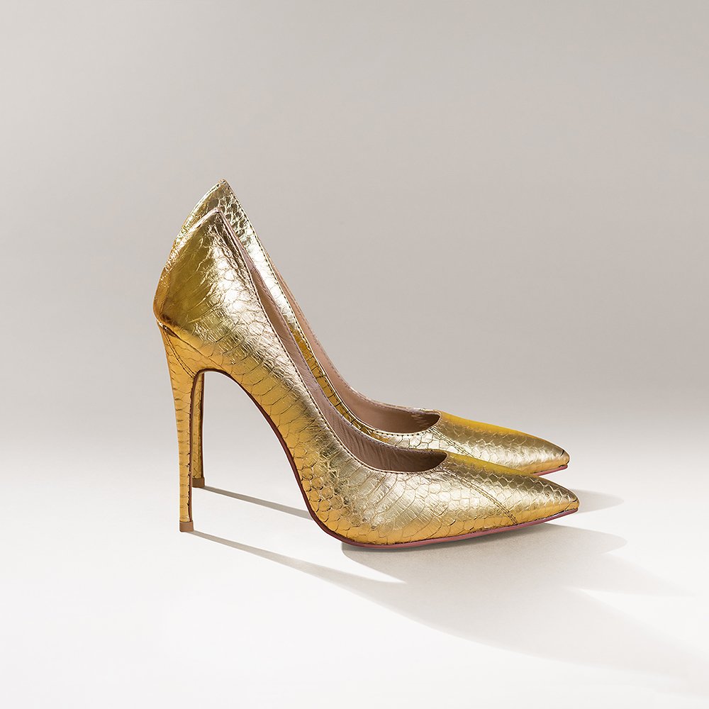 GOLD SNAKESKIN HEELS