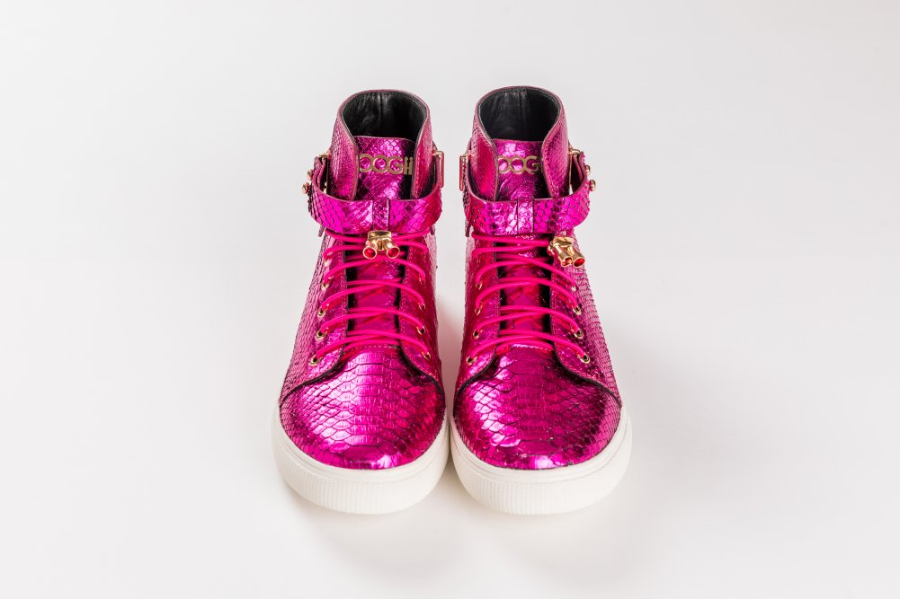 SHINNY PINK SNAKESKIN SNEAKERS