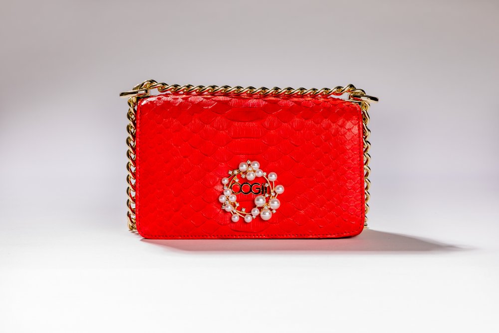 RED SNAKESKIN BAG