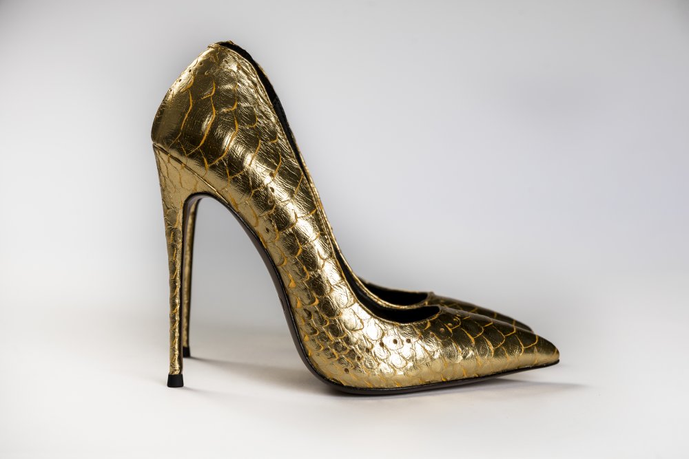 Gold Snakeskin Heels - 12cm